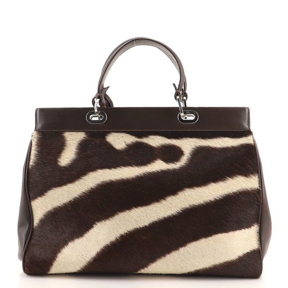 Ralph Lauren Collection Voyager Bag Printed Pony Hair and Leather Brown, Print - Picture 4 of 7